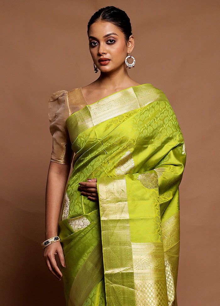 Green Handloom Kanchipuram Pure Silk Saree With Blouse Piece