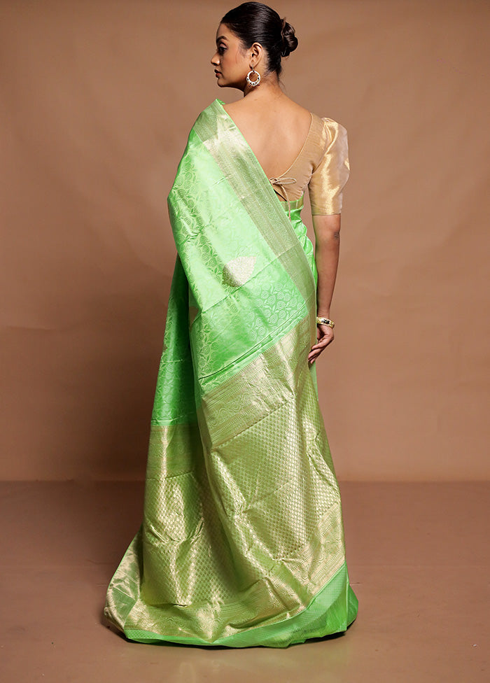 Green Handloom Kanchipuram Pure Silk Saree With Blouse Piece