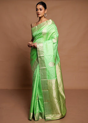 Green Handloom Kanchipuram Pure Silk Saree With Blouse Piece