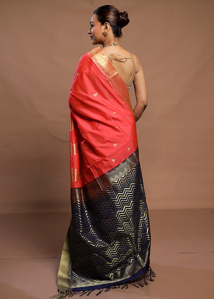 Pink Kanjivaram Silk Saree With Blouse Piece