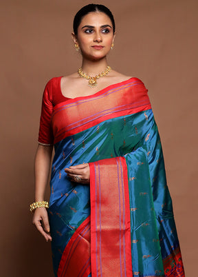 Green Kanjivaram Silk Saree With Blouse Piece