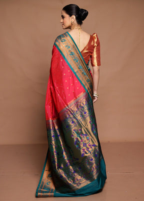 Pink Kanjivaram Silk Saree With Blouse Piece