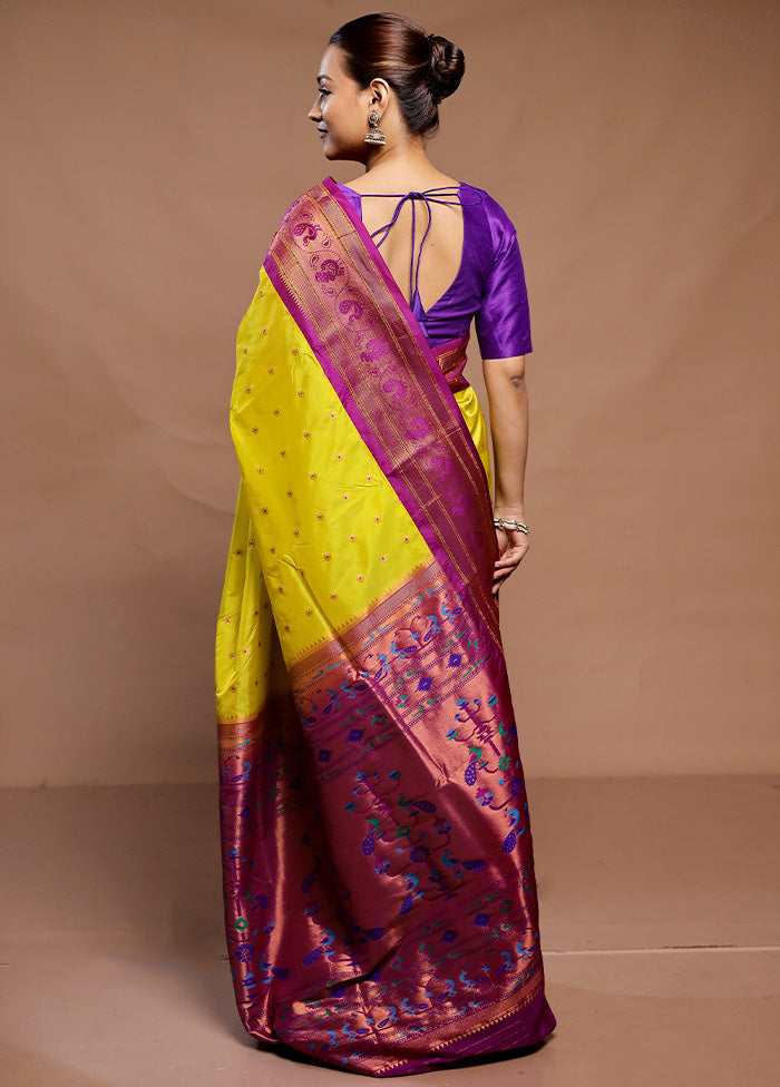 Yellow Kanjivaram Silk Saree With Blouse Piece