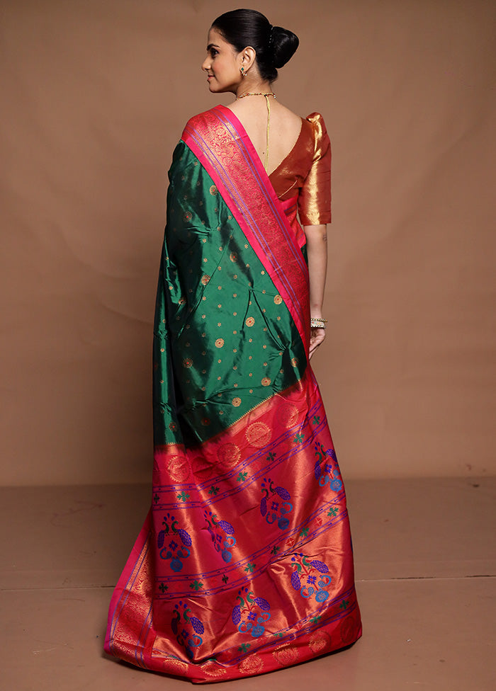 Green Kanjivaram Silk Saree With Blouse Piece