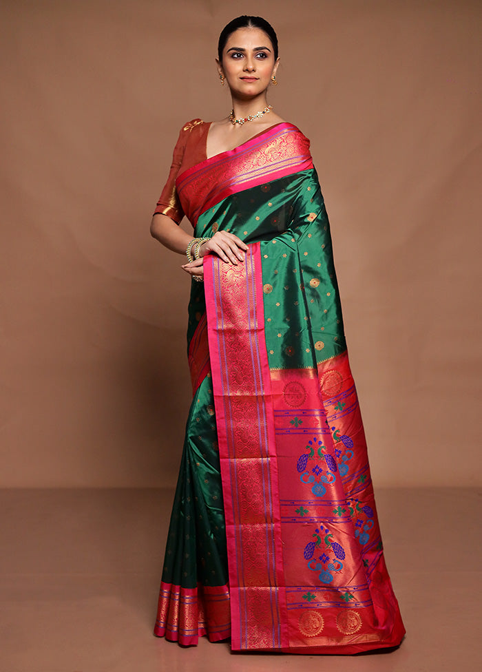 Green Kanjivaram Silk Saree With Blouse Piece