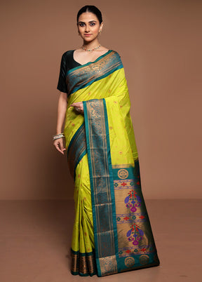 Green Kanjivaram Silk Saree With Blouse Piece