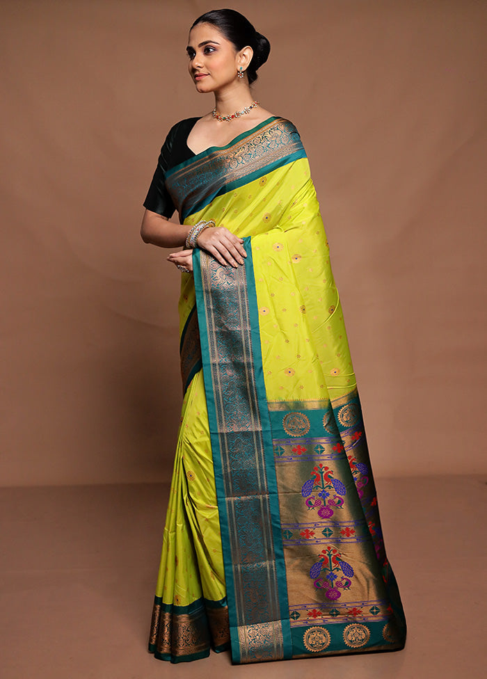 Green Kanjivaram Silk Saree With Blouse Piece