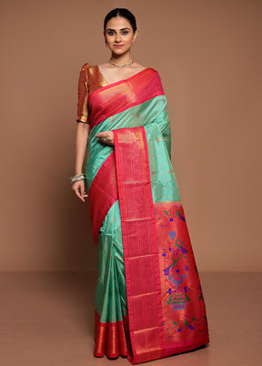 Green Kanjivaram Silk Saree With Blouse Piece