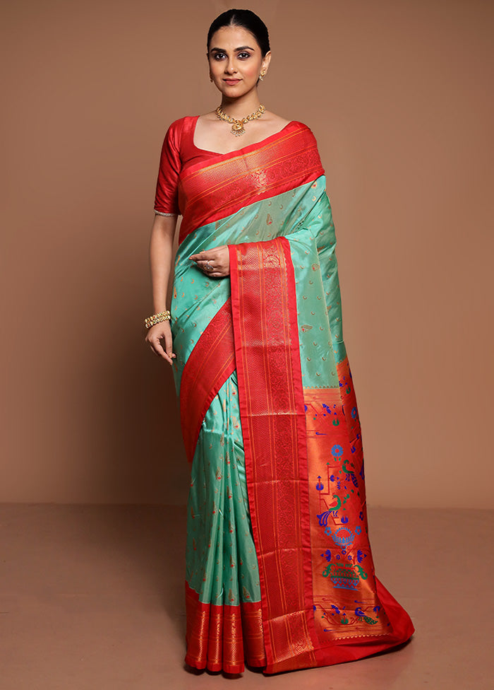 Green Kanjivaram Silk Saree With Blouse Piece