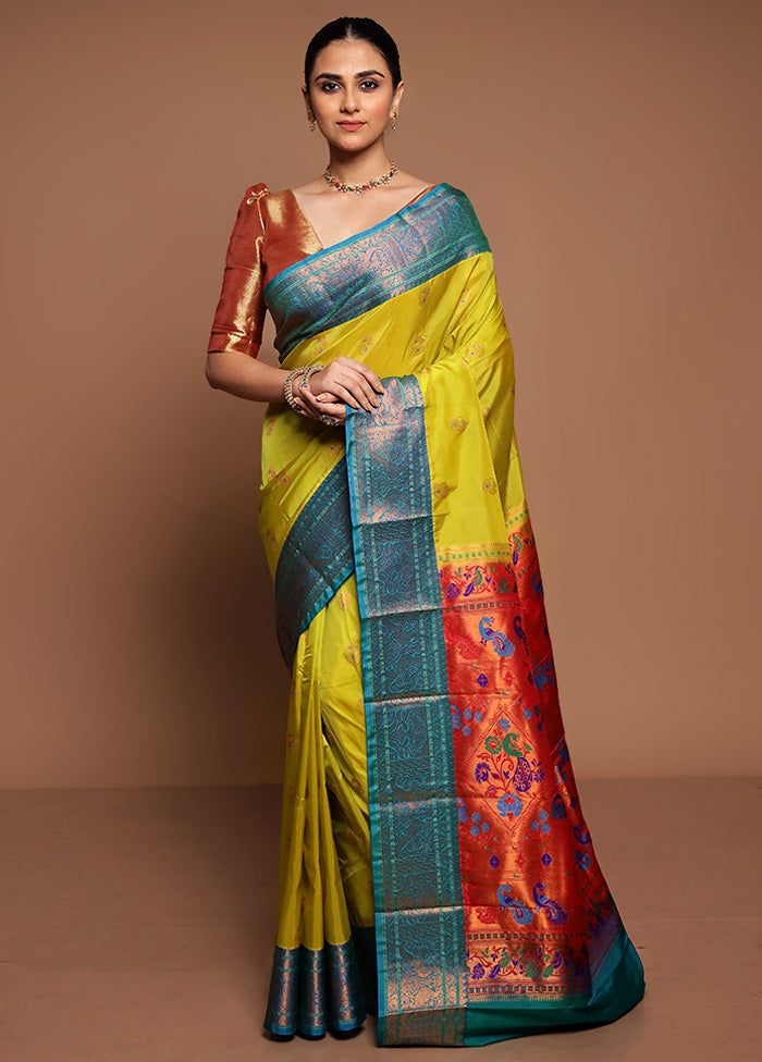 Green Kanjivaram Silk Saree With Blouse Piece