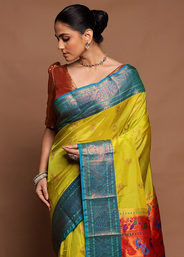 Green Kanjivaram Silk Saree With Blouse Piece