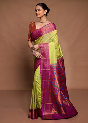 Green Kanjivaram Silk Saree With Blouse Piece