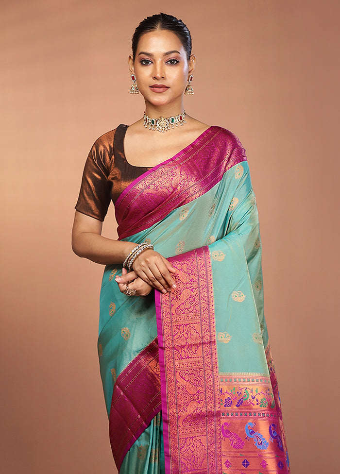 Green Kanjivaram Silk Saree With Blouse Piece