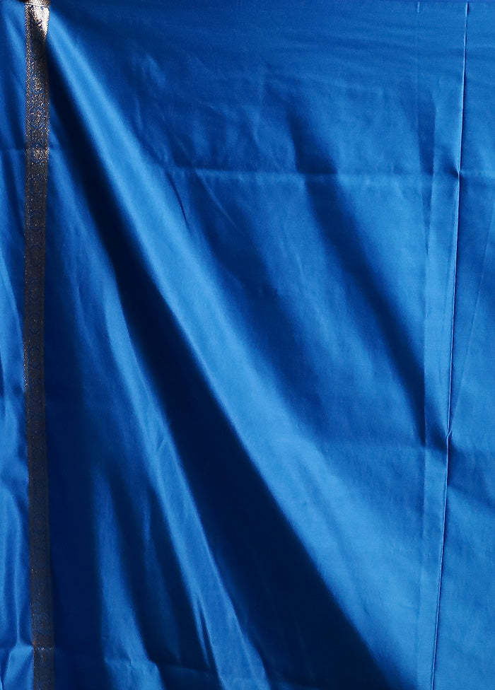 Blue Banarasi Silk Saree With Blouse Piece