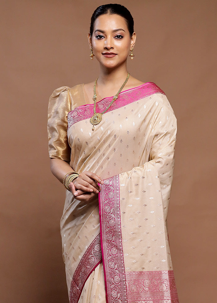 Cream Uppada Silk Saree With Blouse Piece