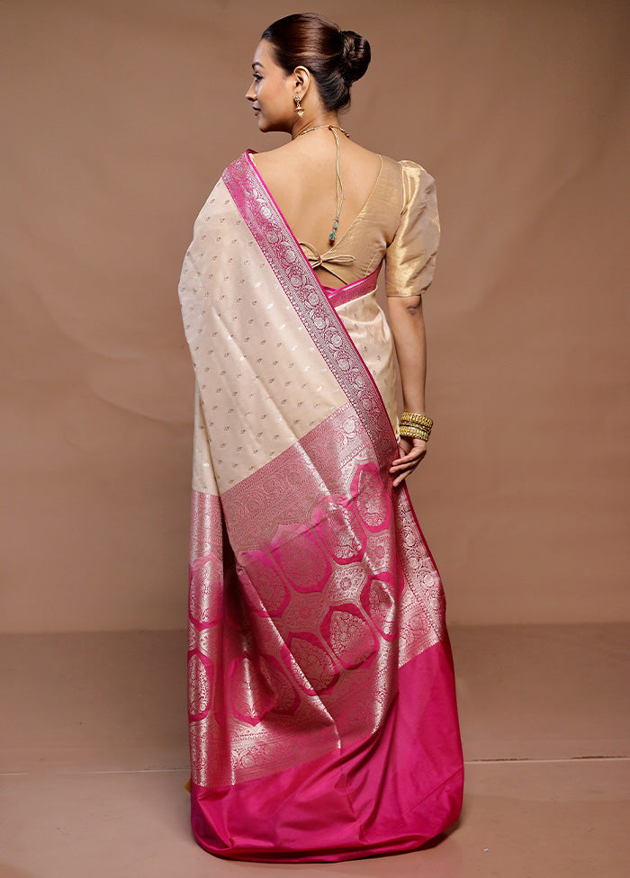 Cream Uppada Silk Saree With Blouse Piece