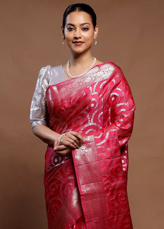 Pink Uppada Silk Saree With Blouse Piece