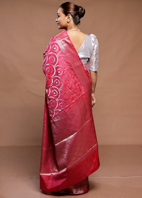 Pink Uppada Silk Saree With Blouse Piece