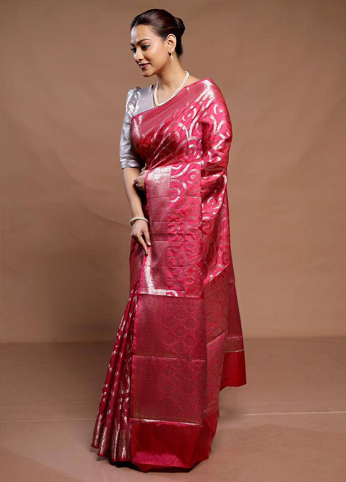 Pink Uppada Silk Saree With Blouse Piece