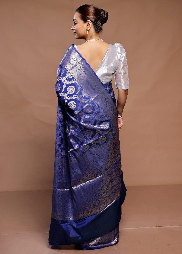 Blue Uppada Silk Saree With Blouse Piece