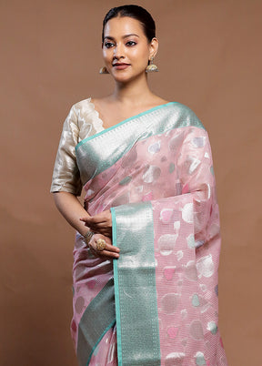 Pink Kota Cotton Saree With Blouse Piece