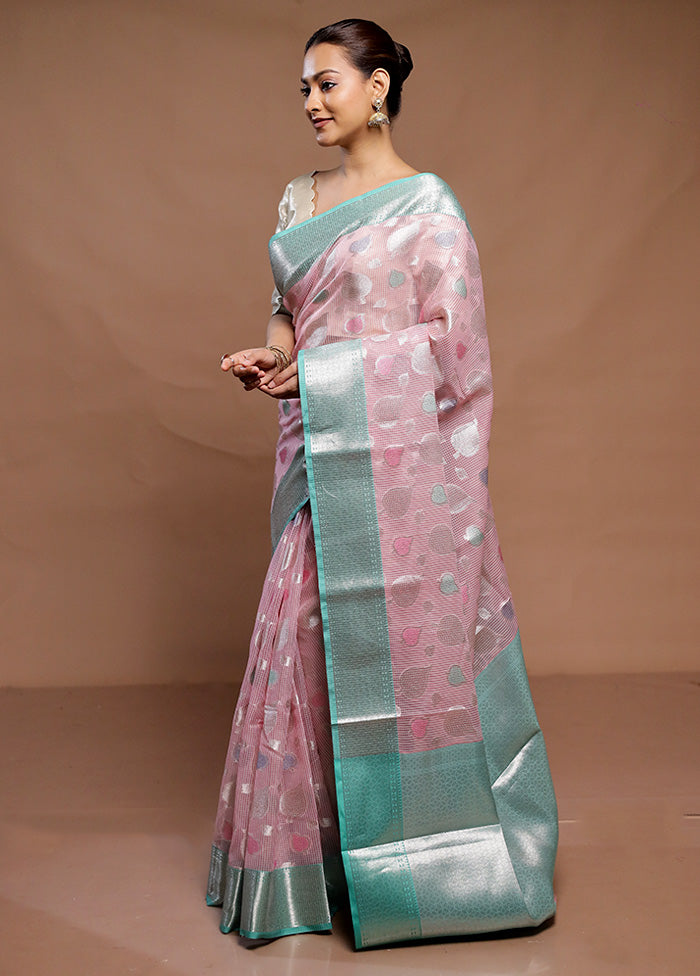 Pink Kota Cotton Saree With Blouse Piece