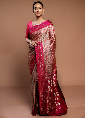 Rust Tanchoi Silk Saree With Blouse Piece