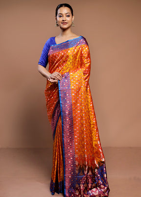 Orange Tanchoi Silk Saree With Blouse Piece