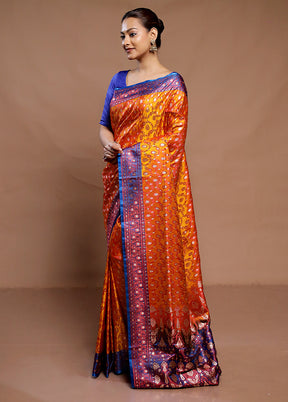 Orange Tanchoi Silk Saree With Blouse Piece