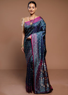 Blue Tanchoi Silk Saree With Blouse Piece