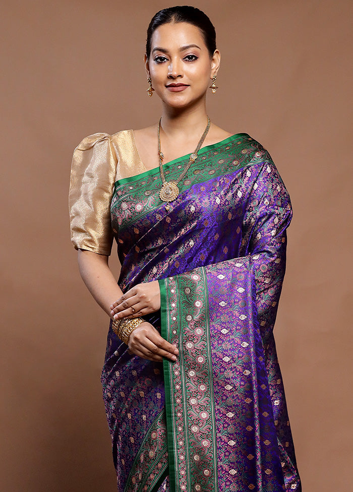 Blue Handloom Tanchoi Pure Silk Saree With Blouse Piece