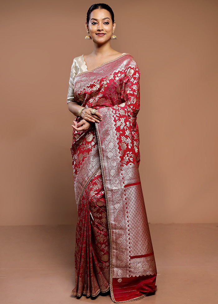 Red Uppada Silk Saree With Blouse Piece