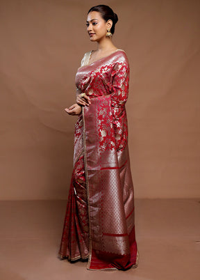 Red Uppada Silk Saree With Blouse Piece