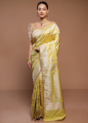 Yellow Uppada Silk Saree With Blouse Piece