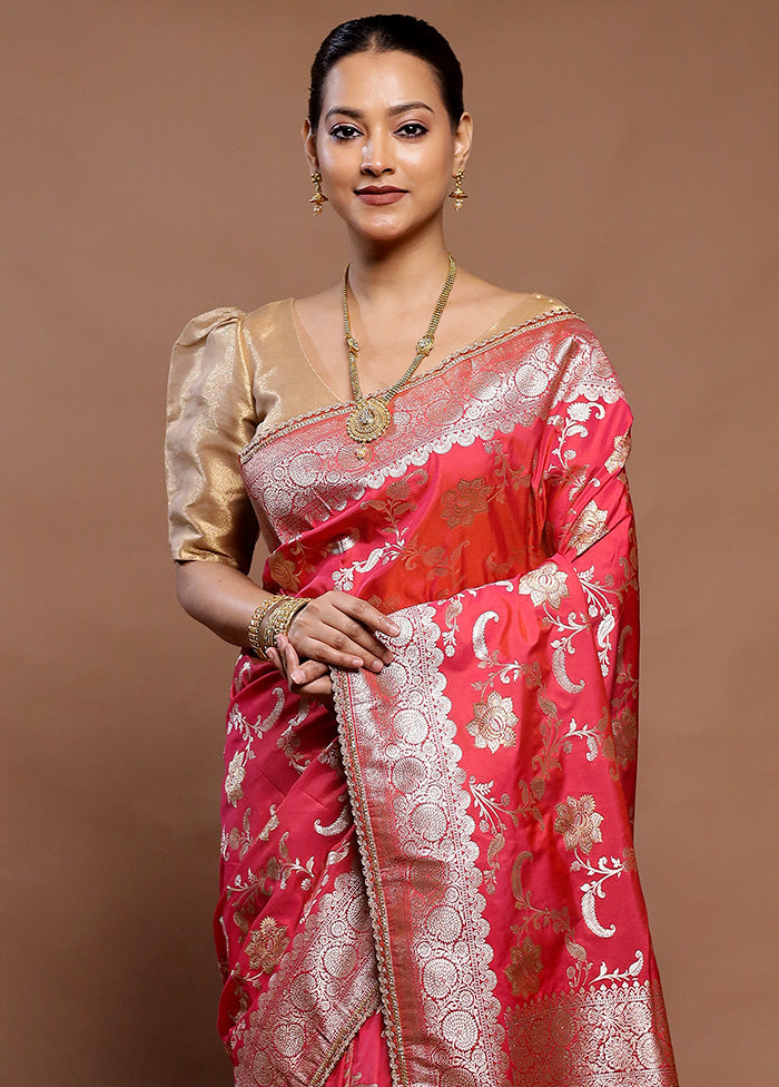 Red Uppada Silk Saree With Blouse Piece