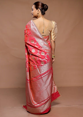 Red Uppada Silk Saree With Blouse Piece