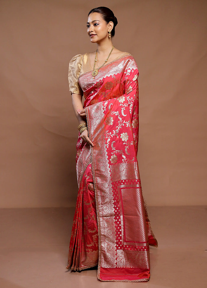 Red Uppada Silk Saree With Blouse Piece