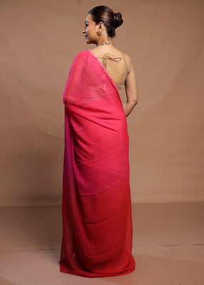 Red Handloom Chiffon Pure Silk Saree With Blouse Piece