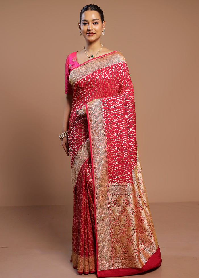 Pink Georgette Saree With Blouse Piece