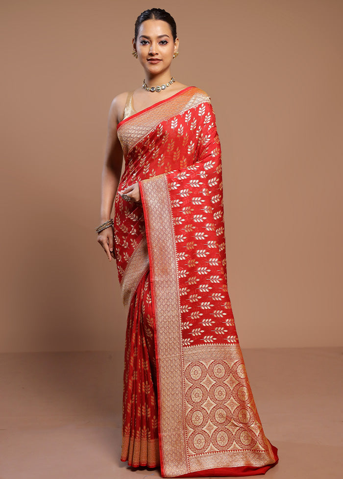 Red Georgette Saree With Blouse Piece