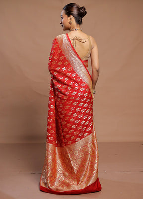 Red Georgette Saree With Blouse Piece