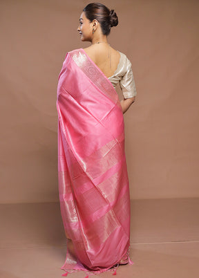 Pink Cotton Saree With Blouse Piece