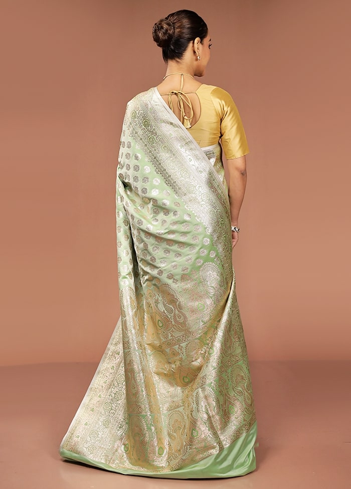 Grey Banarasi Silk Saree With Blouse Piece