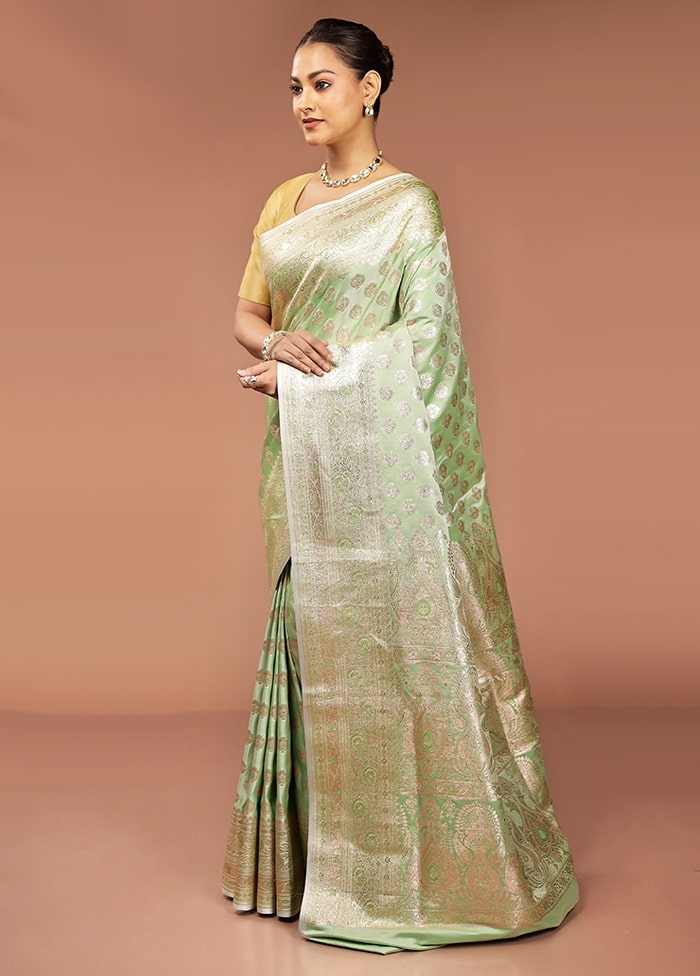 Grey Banarasi Silk Saree With Blouse Piece