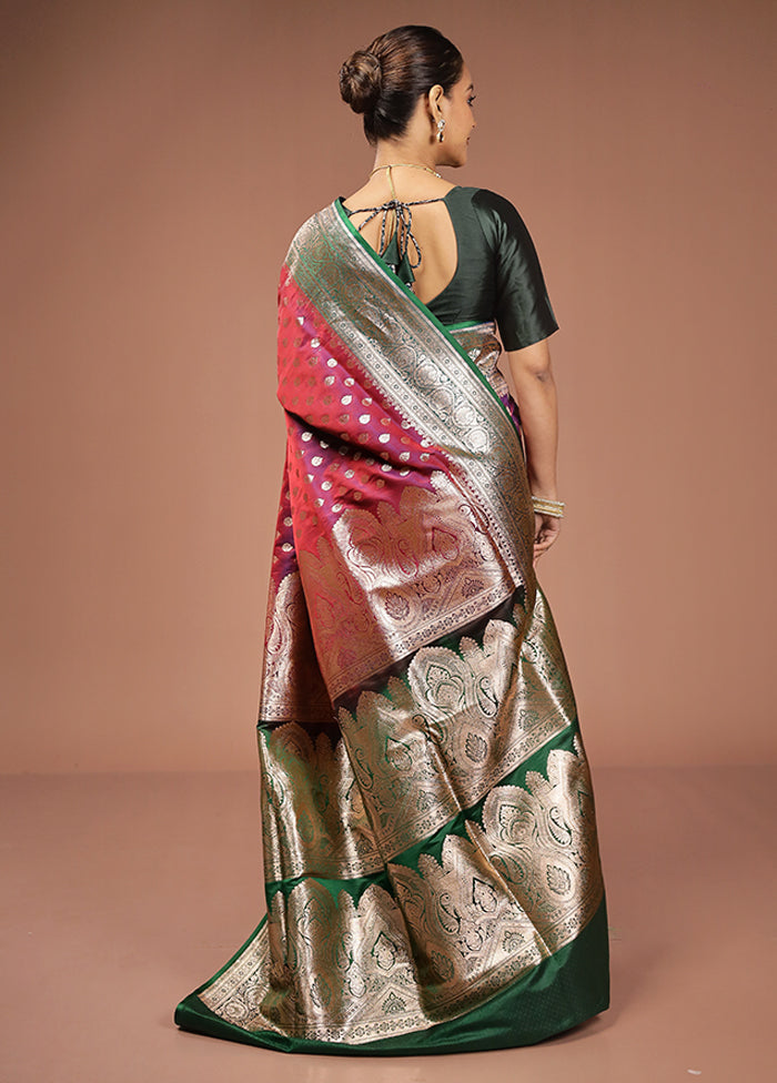 Purple Banarasi Silk Saree With Blouse Piece