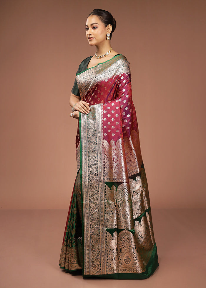 Purple Banarasi Silk Saree With Blouse Piece