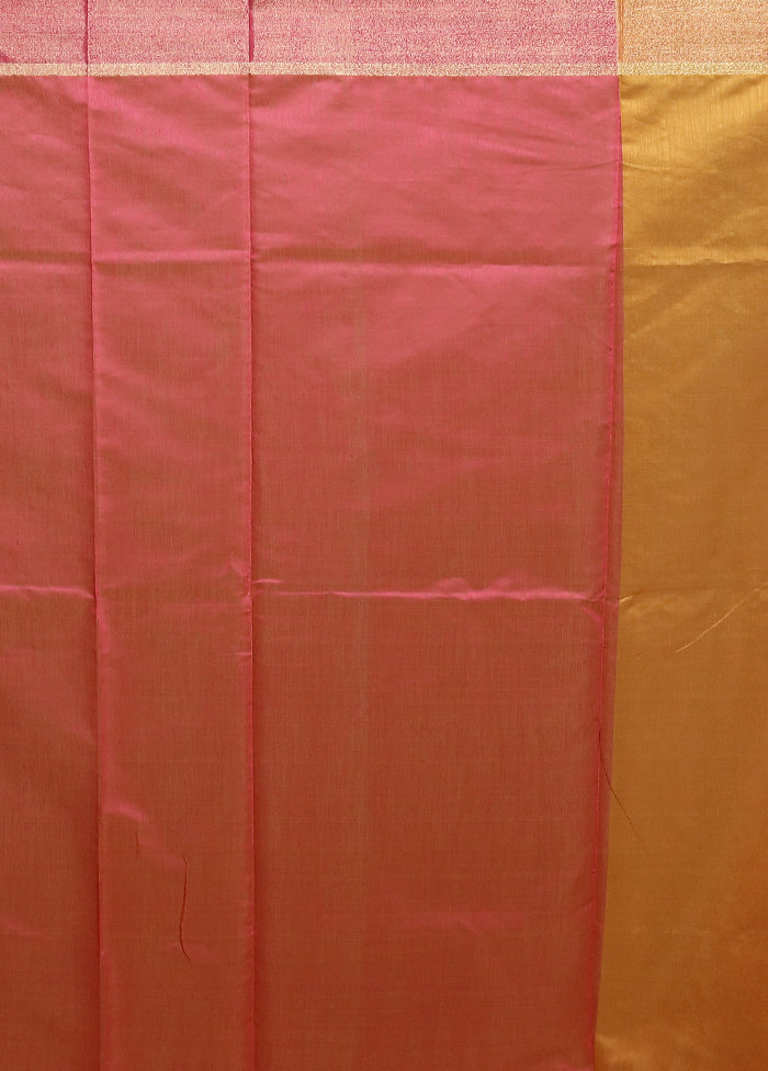 Yellow Kora Silk Saree With Blouse Piece