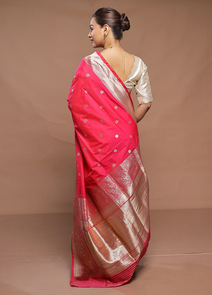 Pink Handloom Katan Pure Silk Saree With Blouse Piece