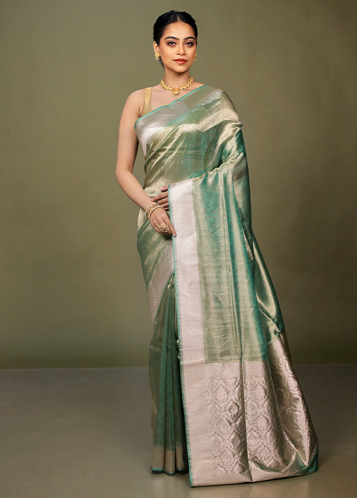 Green Tissue Silk Saree With Blouse Piece
