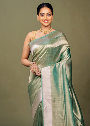 Green Tissue Silk Saree With Blouse Piece